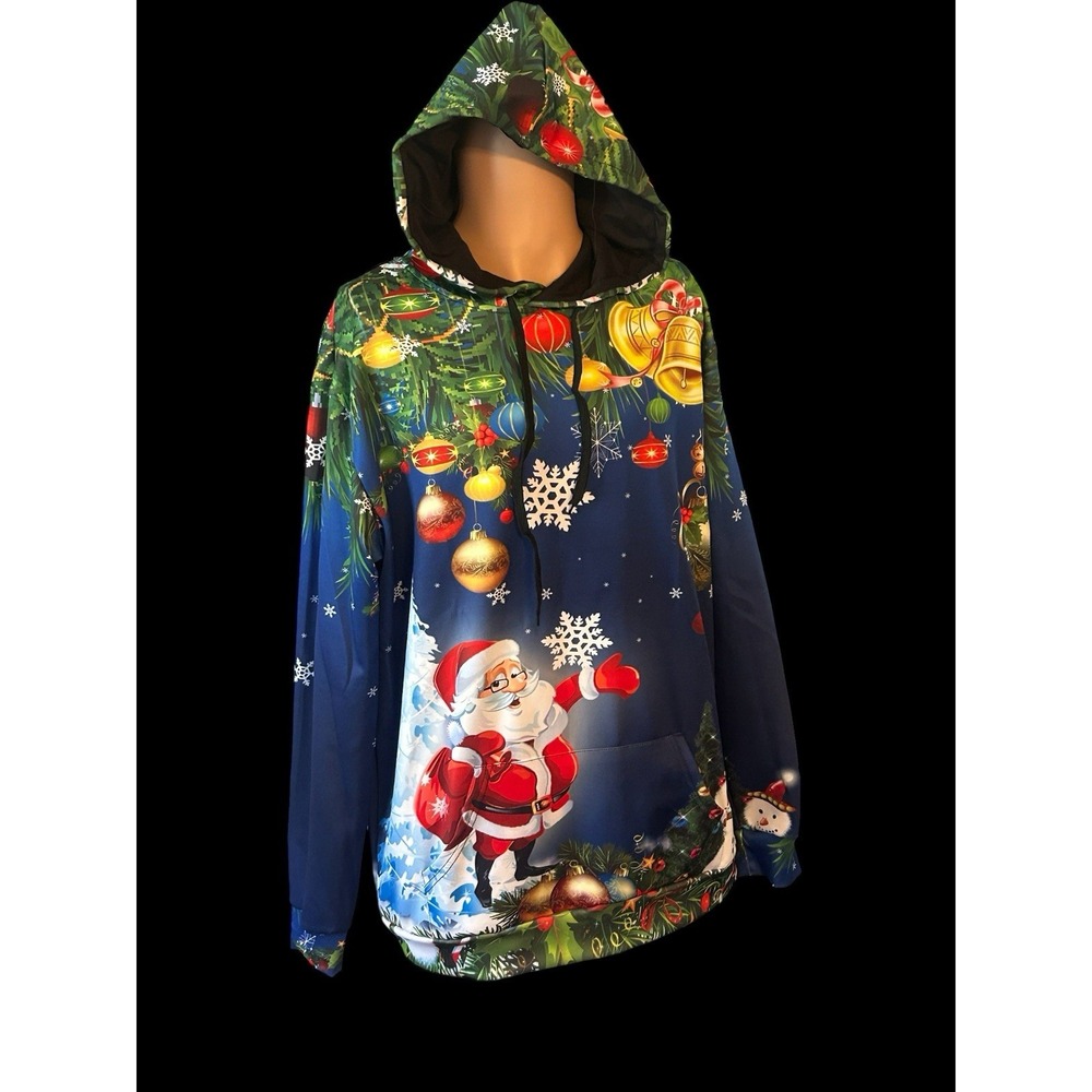 John Hancock Men's Medium‎ Hoodie Pullover Christmas Santa Claus Winter NWT